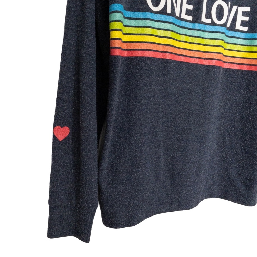 Chaser Sweatshirt Top One Love Rainbow Long Sleeve Stripe S - Picture 3 of 11